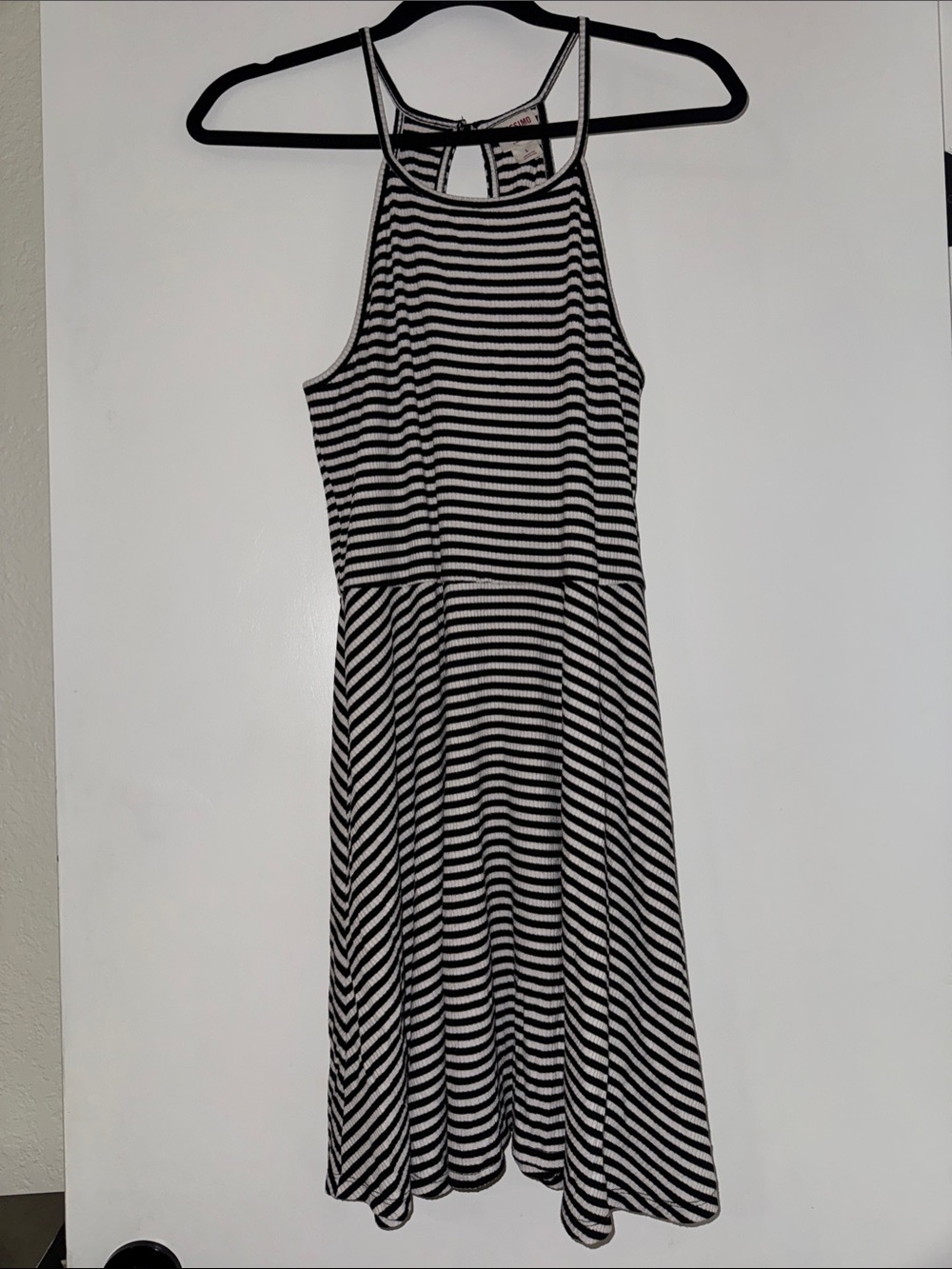 Mossimo Supply Co. Black and White Halter Striped Fit-and-Flare Mini Dress